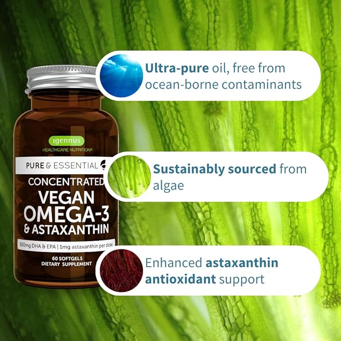 Pure & Essential Vegan Omega 3 600mg DHA 60 Small