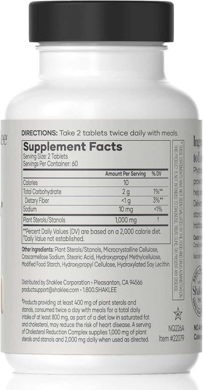 Shaklee - Cholesterol Complex: Plant-Based Formula for Cardiovascular Wellness- 120 Tablets