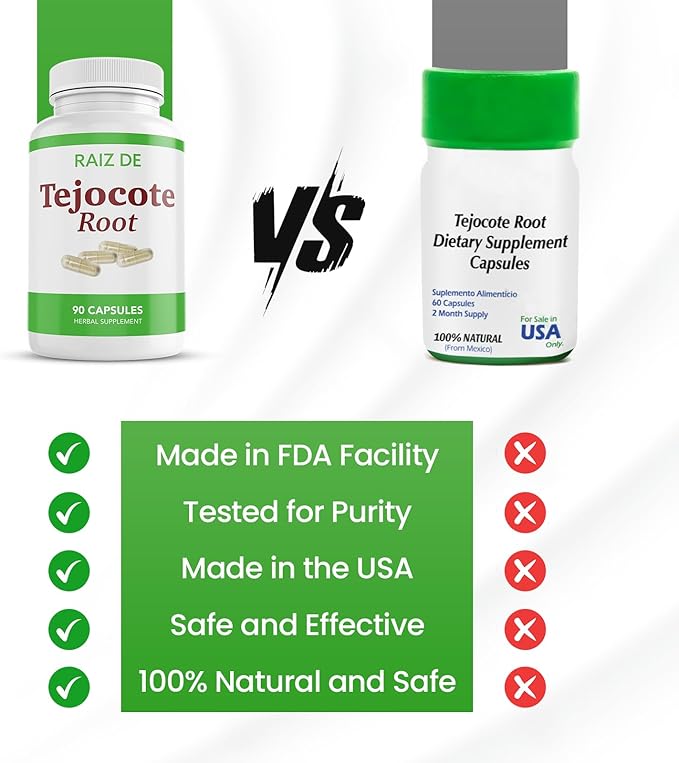 Tejocote Root Premium Herbal Supplement - Lab Tested for Purity - Natural and Healthy Detox and Weight Loss Support- 90 Tejocote Root en Forma de Capsulas