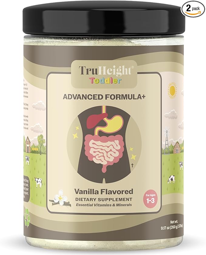 TruHeight Toddler Advanced Formula+ (Vanilla) 16 Vitamins Including C, D, Protein & Iron for 1, 2, 3 Years Old, Pediatric Endorsed Nutritional Drink, Toddler Complete Nutrition 12-36 Months
