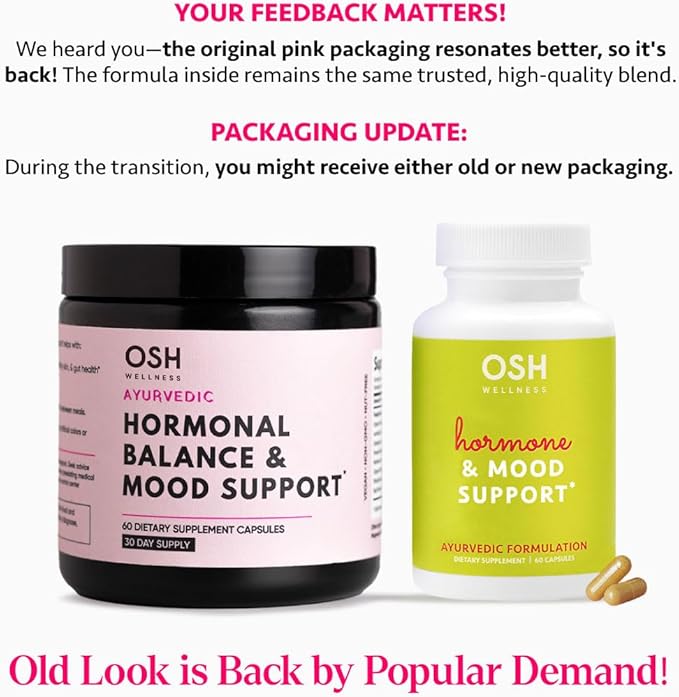 Ayurvedic Hormone Balance for Women | Cortisol Manager | Regulates Estrogen | Ashwagandha, Rhodiola, & Shatavari | Mood, Energy, & Sleep Support | Stress Relief | Made in USA | 60 Ct. - OSH Wellness