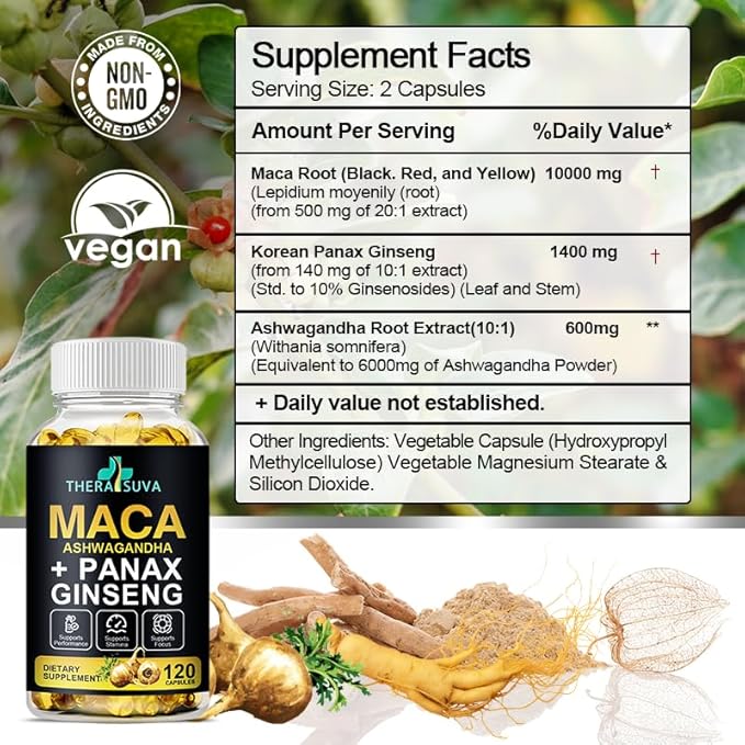 3 in 1 Ashwagandha + Maca 120 Softgels
