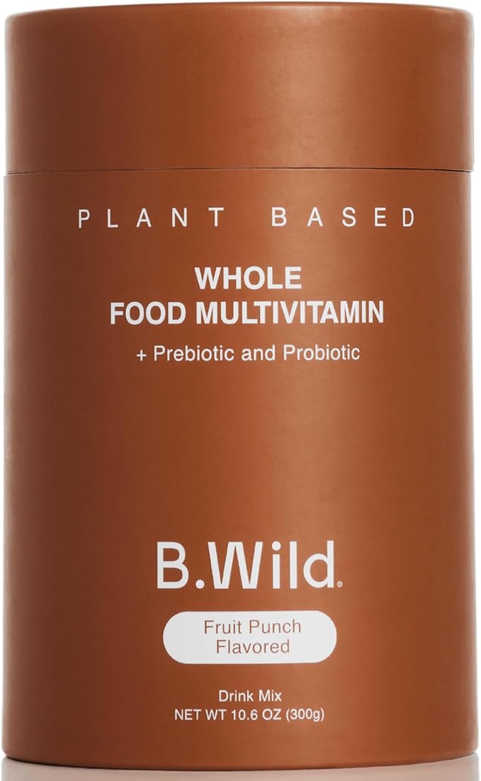 Multivitamin Drink Mix | B.Wild Plant Based Antioxidant Drink | Prebiotics and Probiotics for Digestive Health | Fruit Punch Flavor - 300 g
