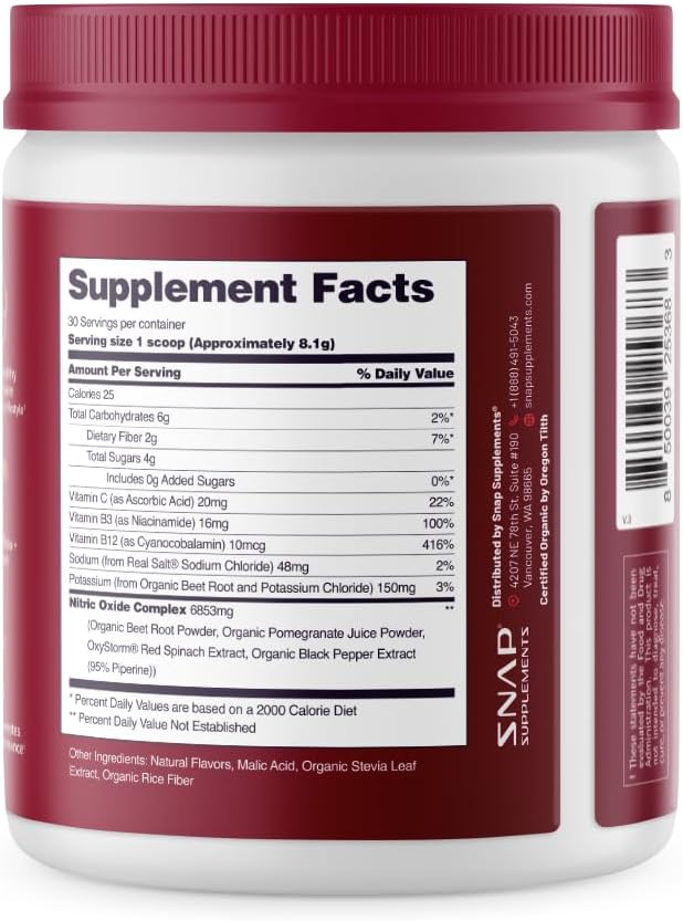 Snap Supplements Heart Beets, USDA Organic 3-in-1 Cardiovascular 250g