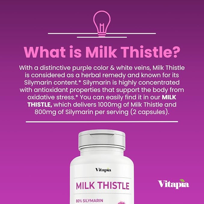 Organic Milk Thistle Supplement 70:1 Extract, 80% Silymarin, 60 Vegan