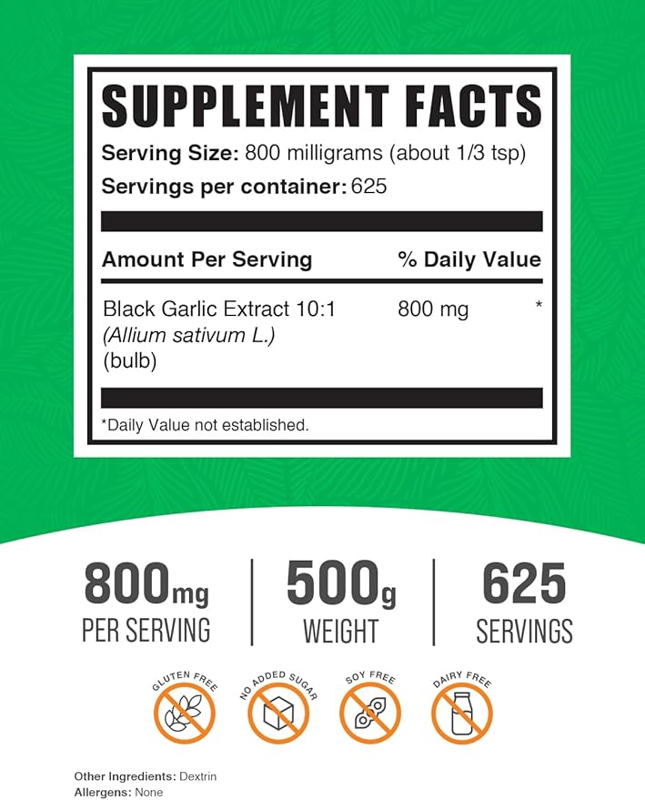BulkSupplements.com Black Garlic Extract Powder 800mg per 500g (1.1 (1.1 lbs) 1)