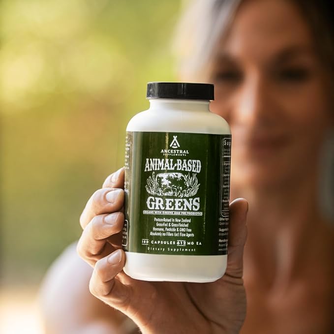 Ancestral Supplements Greens Powder Capsules, Organic 615mg Each, 180 Count
