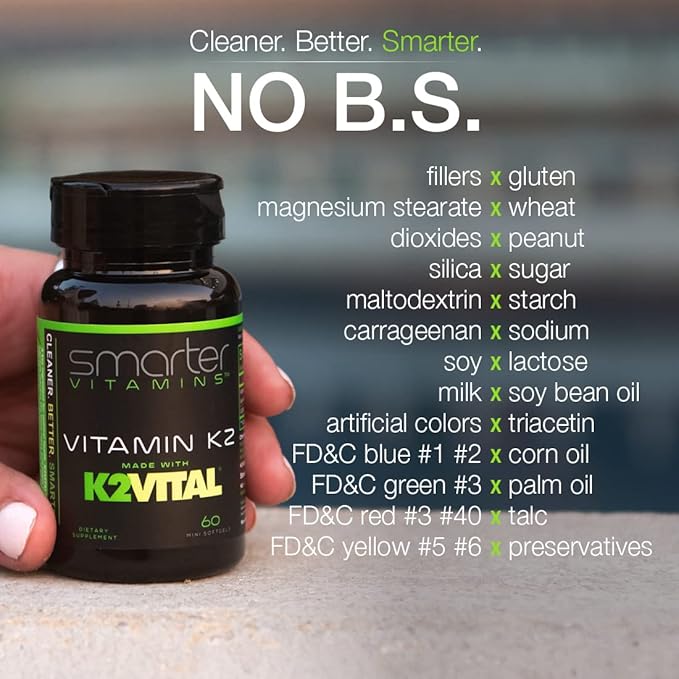 Smarter Vitamin K2 MK7 100mcg Made K2VITAL and K-2 MK-7 MK-7 Helps 60 Liquid