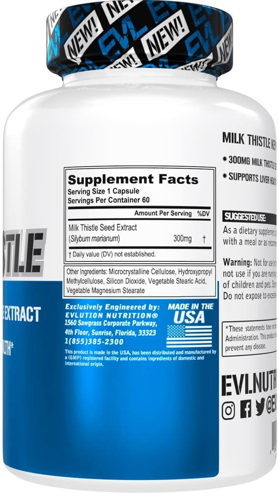 EVL Silymarin Milk Thistle Capsules 60 Non-GMO