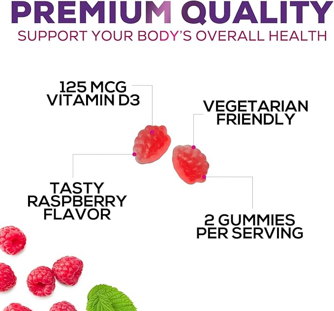 Vitamin D3 Gummies Extra Strength 5000 (125 mcg) 60 Gummies