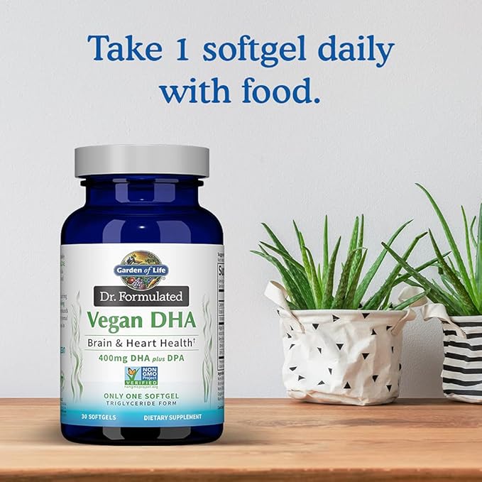 Garden of Life Omega 3 Vegan 400mg DHA 90mg DPA 3 Supplement 30 Softgels
