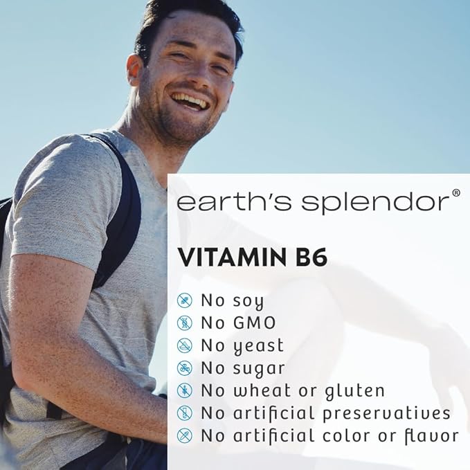 Earth's Splendor Energy Supplement Vitamin B6 (100mg, 250 250 Tablets)