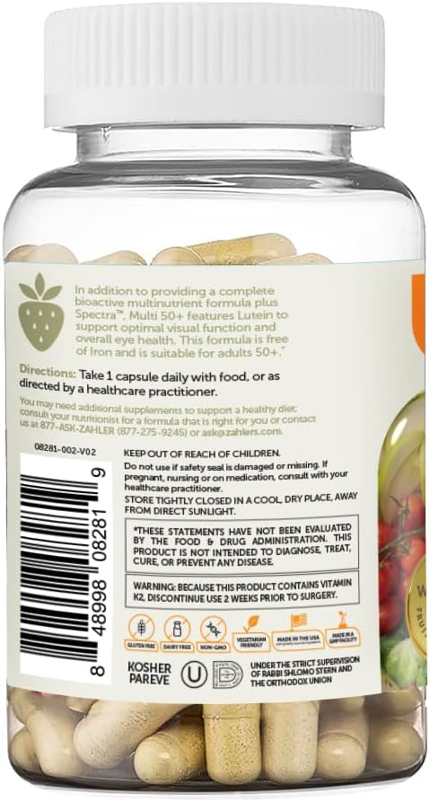 Zahler Multivitamin 50+, Iron-Free Formula + 60 Capsules.