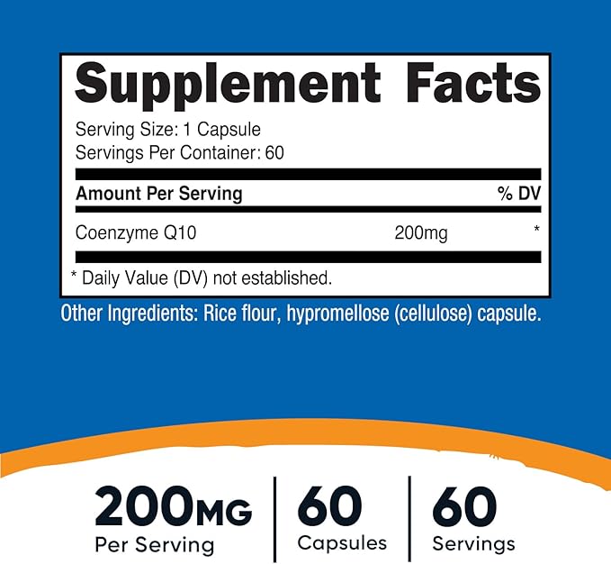 Nutricost CoQ10 200mg, 60 Vegetarian Capsules, 60 Servings Q10