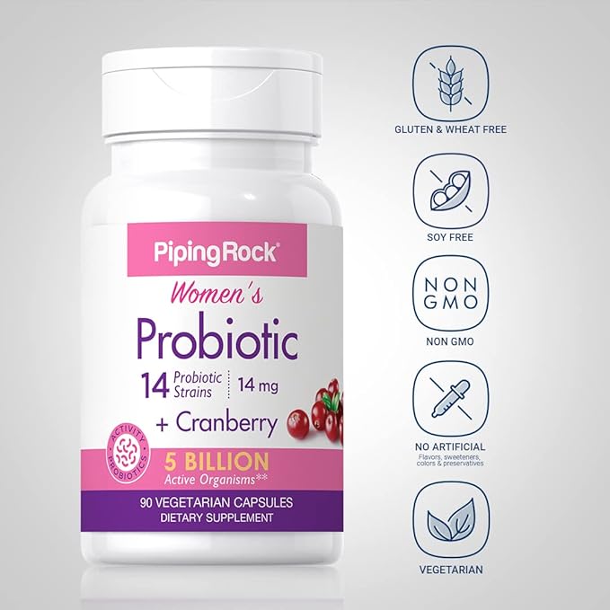 Piping Rock Probiotic with Cranberry for Women 90 Capsules 14 Probiotic