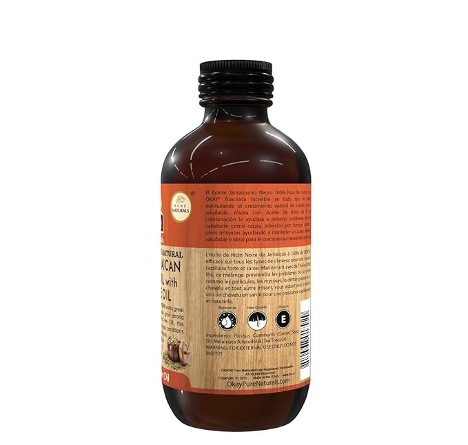 Okay Extra Dark Black Jamaican Castor Oil with Tea Tree Oil 4oz / 118ml