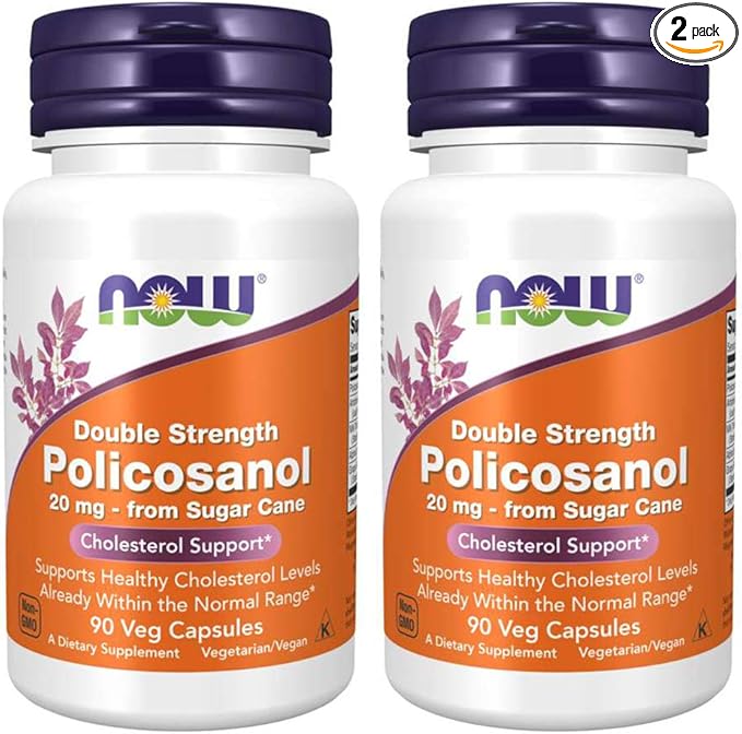Now Foods Policosanol Double Strength, 90 Vegetable Capsule (Pack of 2)