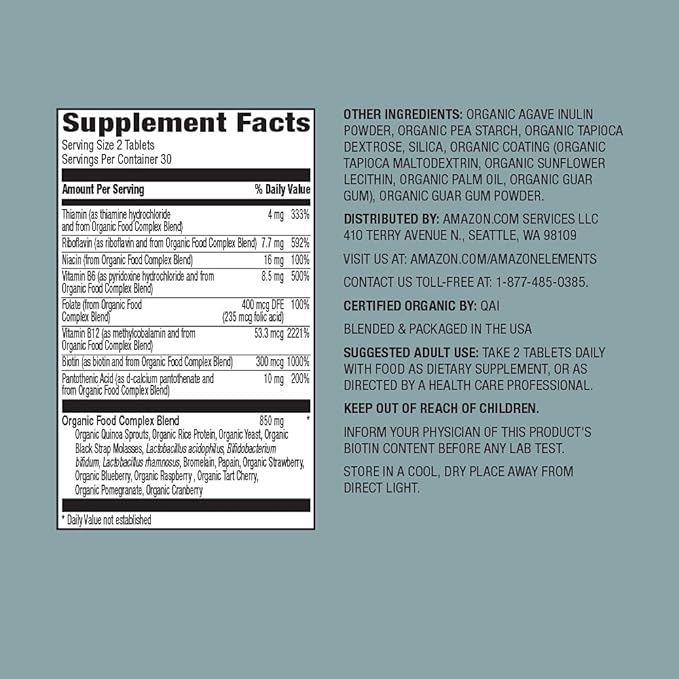 Amazon Elements Organic Whole Food B 60 tablets