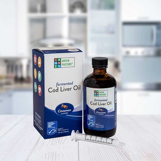Green Pasture - Fermented Cod Liver 6 fl. 3 Omega 6 Omega 9 (6oz (6oz Cinnamon)