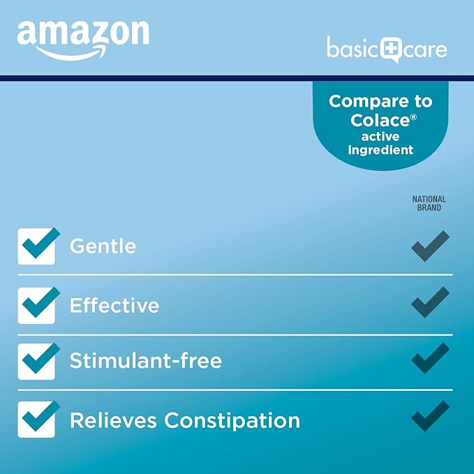 Amazon Basic Care Stool Softener Laxative, 100 mg, 100 Count
