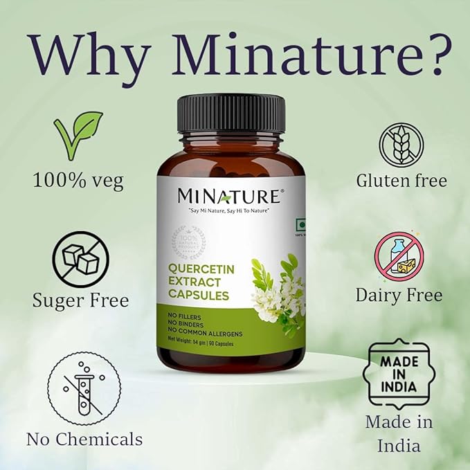 minature Quercetin Extract Capsules |Flavonoids |500mg 90 Veg 45Days Supply
