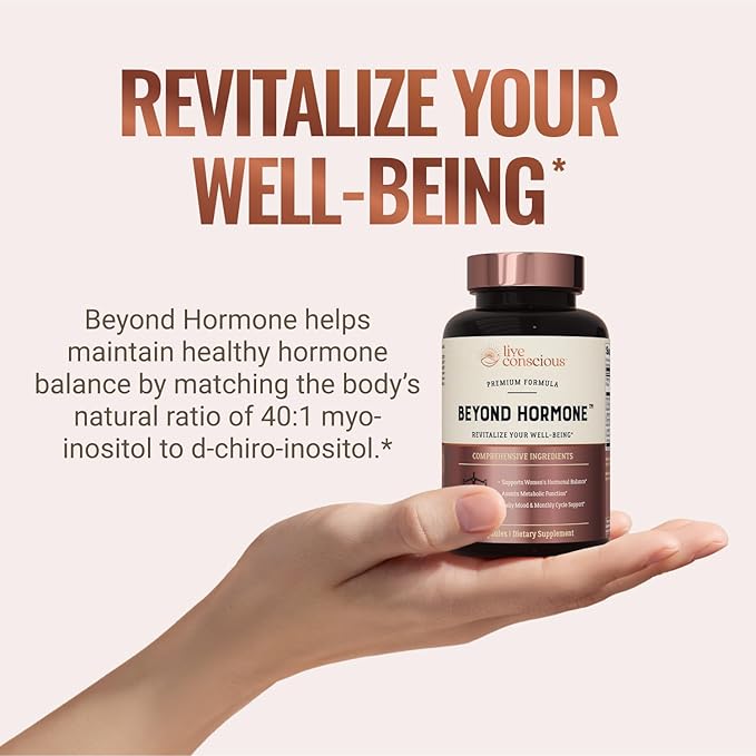Live Conscious Beyond Hormone Holistic Hormone Balance for Women a DIM w/Myo-Inositol & D-Chiro-Inositol Supplement - Promotes Healthy Estrogen Balance - Everyday PMS Support (2-Pack)