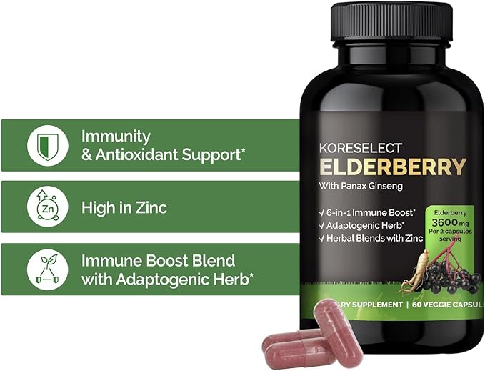 Elderberry Capsules with Panax Ginseng 6-in1 Herbal 60 Capsules