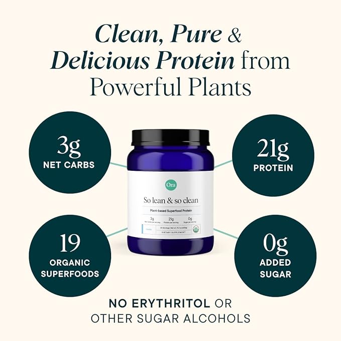 Ora Organic Protein Powder 21g Plant-Based 20 Servings,