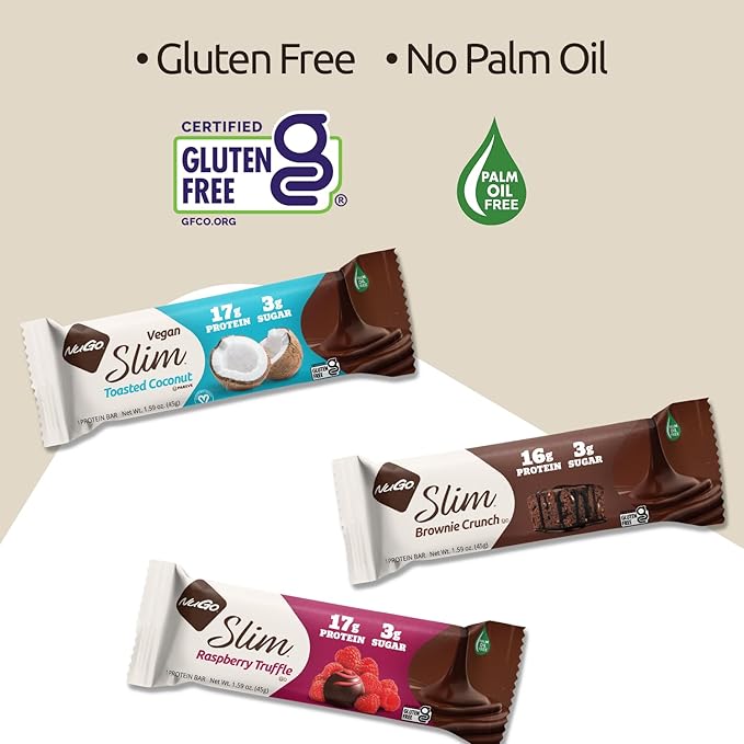 NuGo Slim 24ct Variety - Crunchy Peanut Butter 12 bars & Brownie Crunch 12 bars, 16g Protein, Keto Friendly, Gluten Free, 24 count