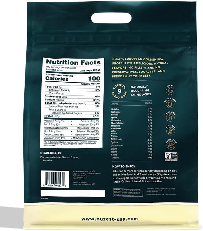 Nuzest - Pea Protein Powder - 100 Servings, 5.5 lb