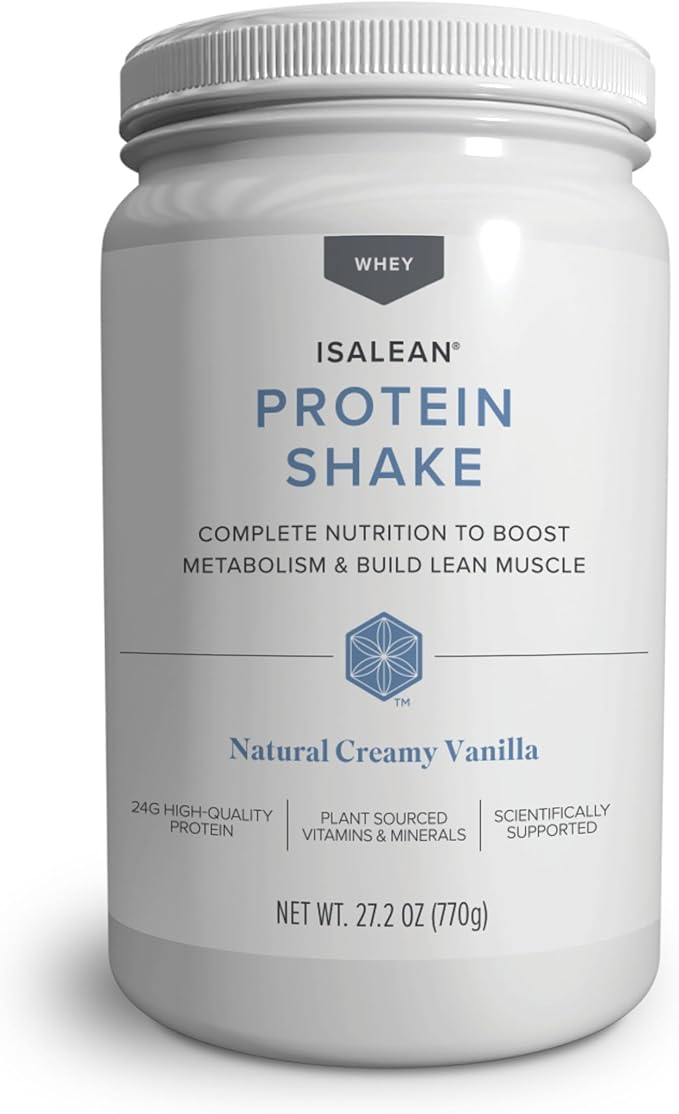 IsaLean Protein Shake - Complete Superfood Meal Replacement for Maintaining Healthy Weight and Lean Muscle Growth with 24 Vitamins and Minerals - 27.2 oz - 14 Meal Canister (Natural Creamy Vanilla) - Canister