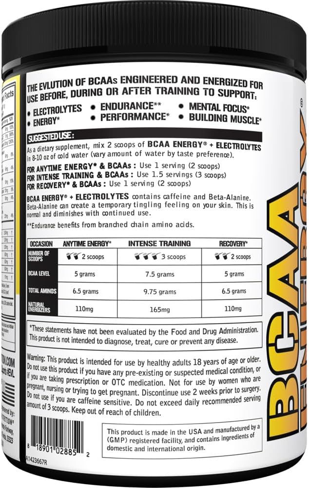 EVL BCAAs Amino Acids Powder - BCAA Energy Pre Workout Powder for Muscle Recovery Lean Growth and Endurance - Rehydrating BCAA Powder Post Workout Recovery Drink with 6 Key Electrolytes - Orange Mango