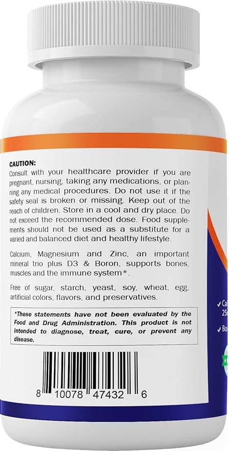 Vitamatic Calcium Magnesium Zinc D3 Boron 365 Coated 1200 mg, 420mg, Zinc 25mg, Vitamin D3 1000 1000 IU, 1 mg