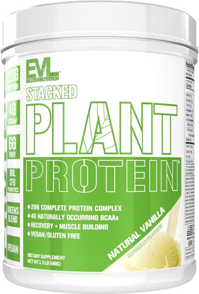 Evlution Nutrition Stacked Plant Protein Powder, 1.5 LB