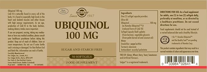 Solgar Ubiquinol 100 mg, 50 Softgels - Advanced Antioxidant Support - Reduced Coenzyme Q10 (CoQ-10) - Gluten Free, Dairy Free - 50 Servings