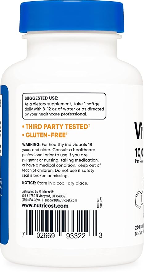 Nutricost Vitamin D3 10,000 IU, 240 (2 Bottles)