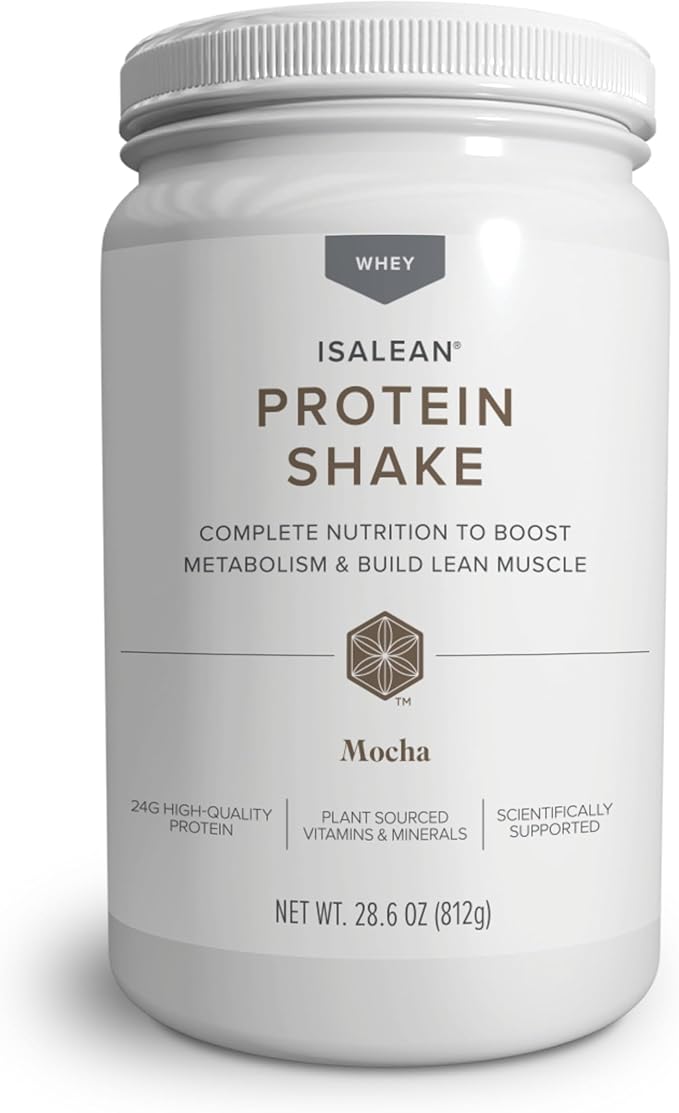 IsaLean Protein Shake - Complete Superfood Meal Replacement for Maintaining Healthy Weight and Lean Muscle Growth with 24 Vitamins and Minerals - 28.6 oz - 14 Meal Canister (Mocha) - Canister