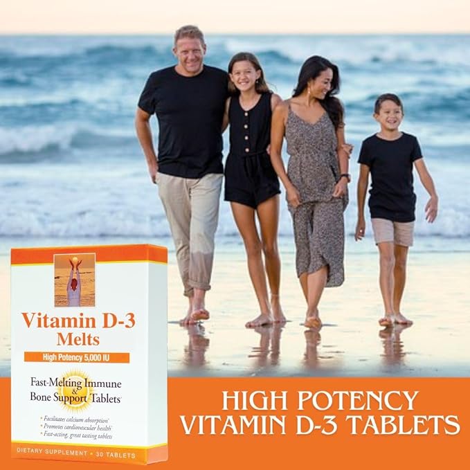 Dr. Newton's Naturals Vitamin D3 Fast-Melting Tablets - 5000 IU (125 mcg) Helps Maintain Healthy Bones and Immune Support - 30 Tablets - Ultimate Absorption – High Potency-Manufactured in USA