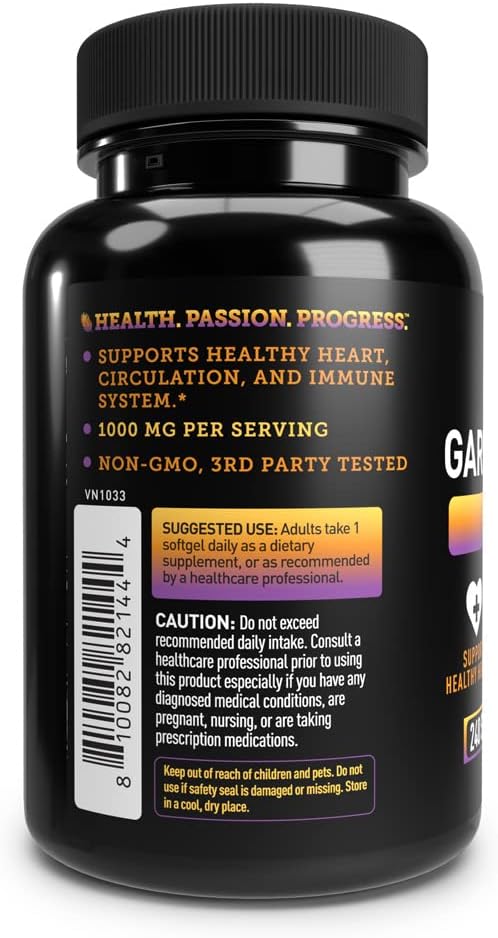 Odorless Garlic Supplement 1,000 mg 3rd Party 200 Capsules