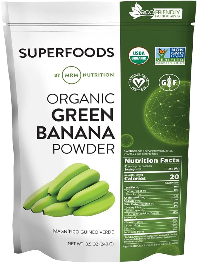 MRM Nutrition Organic Green Banana Powder | Superfoods | High-Fiber | Flour Alternative | Prebiotic Fiber | 40 Servings