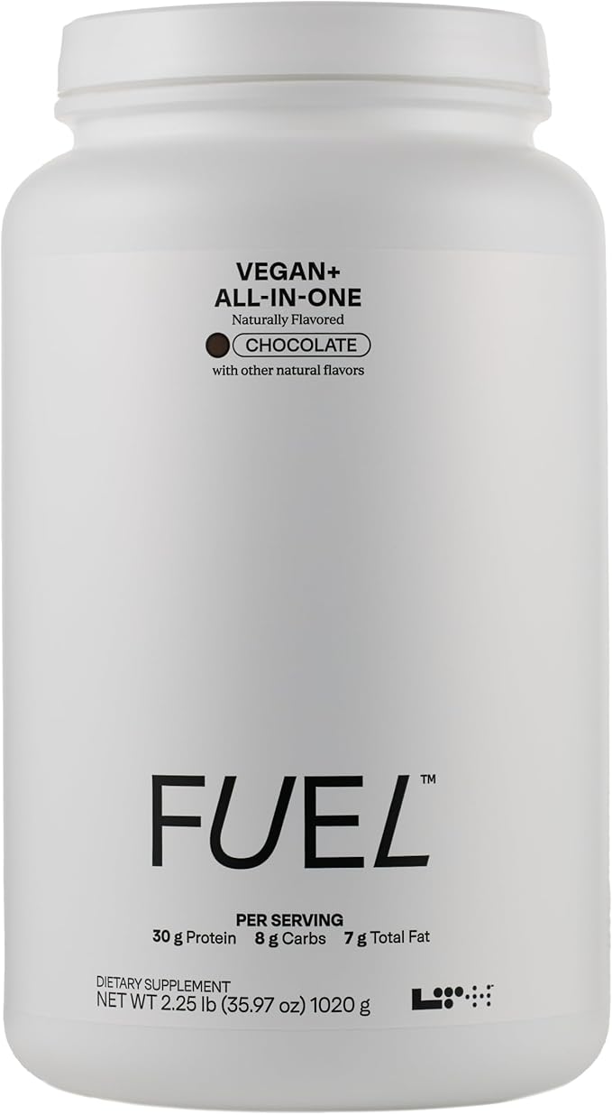 Fuel Vegan & All-in-One - Trusted by Life Time Fitness Members - 30g Protein - Plant-Based Protein Meal Replacement - Vitamins, Minerals, Digestive Enzymes & Probiotics - Chocolate, 20 Servings