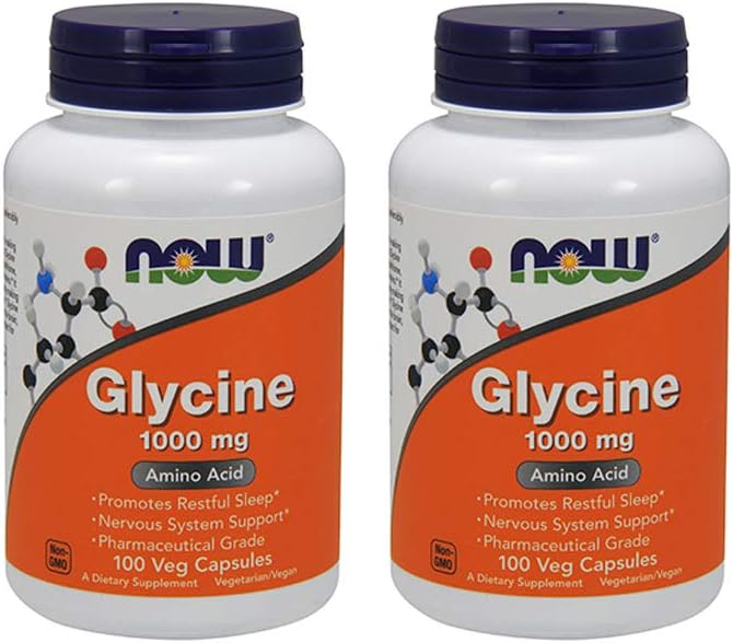 Now Foods Glycine 1000 mg 100 VegiCapsules 2 Pack