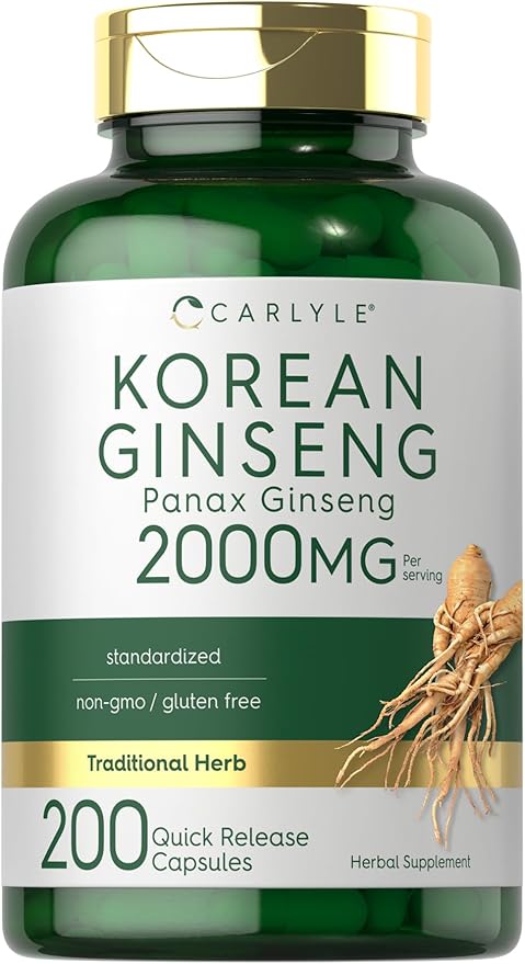 Carlyle Korean Ginseng Extract Capsules 2000 mg 200 Capsules