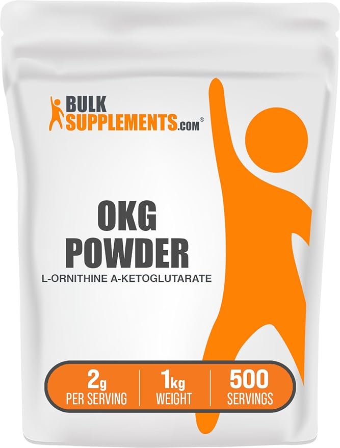 BulkSupplements.com L-Ornithine Alpha-Ketoglutarate Powder - OKG Supplement, Nitric Oxide Supplement, Ornithine Supplement - Gluten Free, 2000mg per Serving, 1kg (2.2 lbs) (Pack of 1)