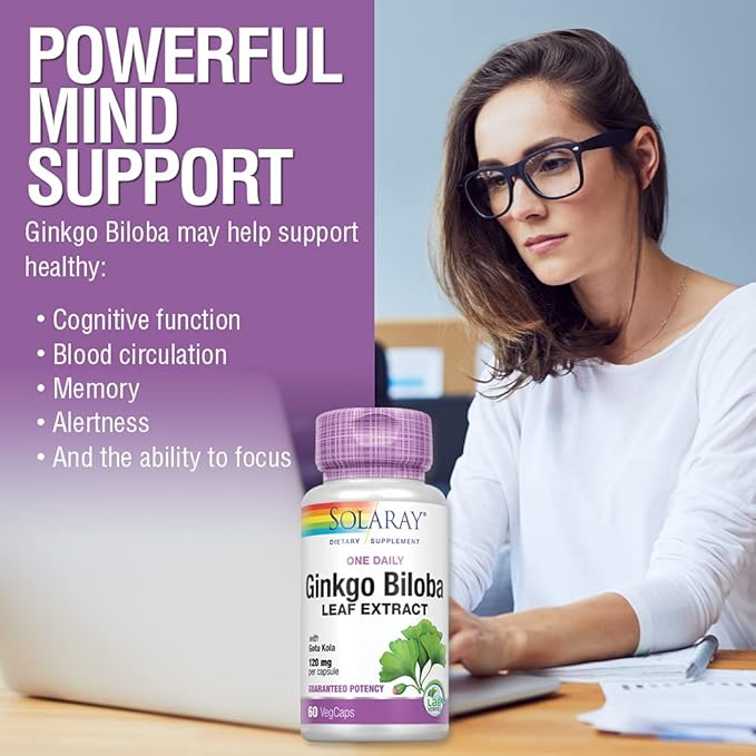 SOLARAY One Daily Ginkgo Biloba Leaf Extract (60 VegCaps) (60 VegCaps)