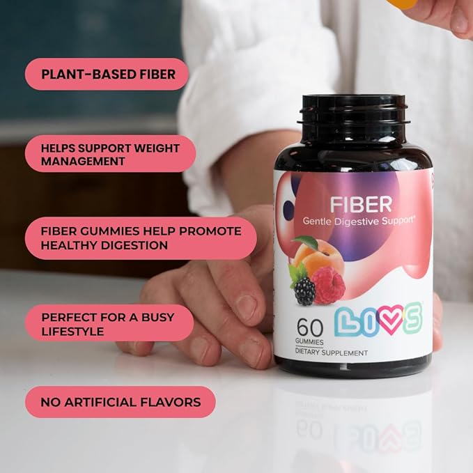 Fiber Gummies for Adults | Perfect for Digestive Health, Gut Health & Weight Loss | Non GMO, Gluten Free & Vegen | Prebiotic Supplement as Gummy for Women & Men - 3000mg Fiber/Serving - 60 Count