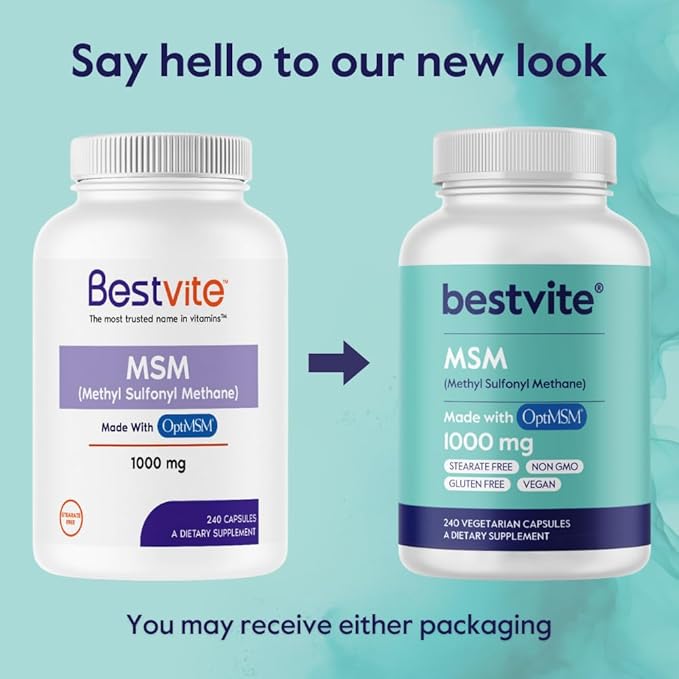 BESTVITE MSM 1000mg Made with OptiMSM (240 Capsules)