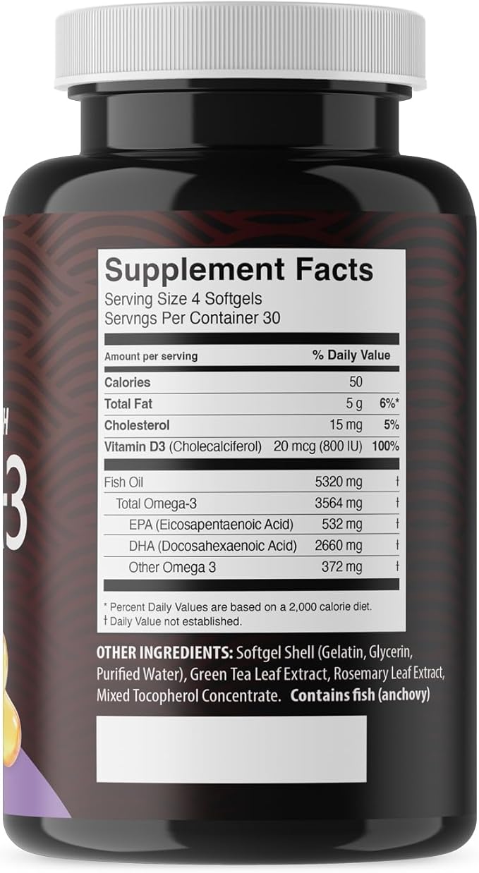 5X Ultimate Strength High DHA Omega-3 3560mg Omega 3 Fish 120 Softgel