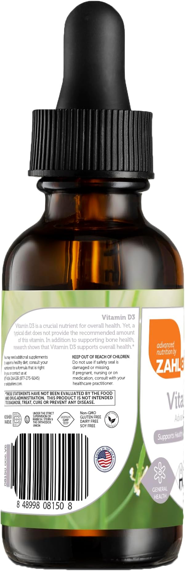 Zahler Liquid Vitamin D3 5000 IU Liquid Drops - Vitamin D3 Liquid Drops for Adults Bone & Immune Health - Liquid D3 Vitamin D - Liquid Vitamin D Drops - Vitamin D Supplements for Women & Men (1 fl oz)