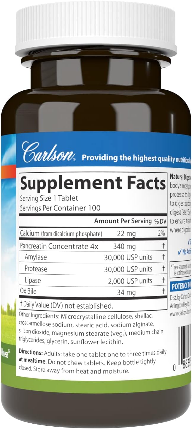 Carlson - Natural Digestive Enzymes, Digestive #34 with 100 Tablets